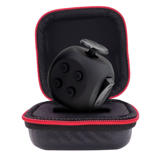 Picture of PILPOC theFube Fidget Cube, 6-Sided Stress Relief & Focus Toy for Adults & Kids, Boosts Concentration, Mindfulness Aid, Silent & Audible Modes, Includes Carry Case for Portability (Midnight)