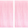 Picture of BRAVESHINE Macaron Pink Foil Fringe Curtains Tinsel Backdrop - 2 Pack Photo Booth Streamer Party Supplies for Valentine’s Girls Pastel Birthdays Bridal Shower Bachelorette Sweet Bow Party Decorations