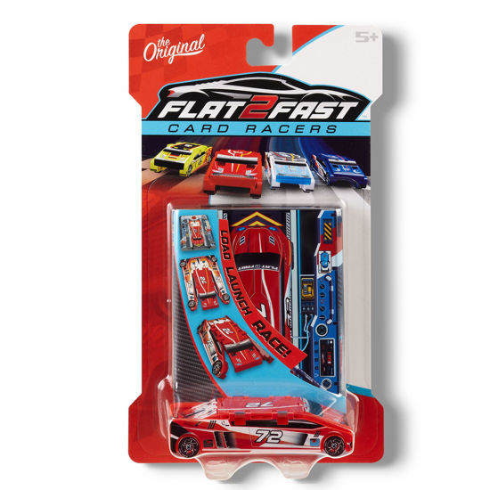 Picture of Flat 2 Fast Red 72 Card Racer | Load, Launch, Race - Pocket-Sized Racecar Toy Ages 5 and up (Sold Each)