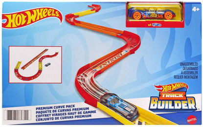 Picture of Hot Wheels Toy Car Track Set, Track Builder Unlimited Playset Premium Curve Pack, 16 Component Parts & 1:64 Scale Vehicle