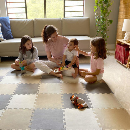 Picture of MioTetto 18 (2 for Free) Tiles of Soft Non-Toxic Baby Play Mat, EVA Foam Jigsaw Puzzle Play Mat, Interlocking Squares for Babies, Toddlers & Kids Gym, Nursery, Playroom, 16 Sq Ft