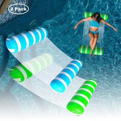 Picture of 2 Pack Float Hammock,Pool Float Lounger,Water Swimming Floating Bed Hammock,Comfortable Inflatable Lounger, for Adults Vacation Fun and Rest