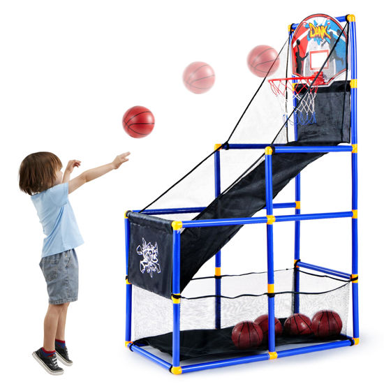 Picture of JOYIN Arcade Basketball Game Set with 4 Balls and Hoop for Kids 3 to 12 Years Old Indoor Outdoor Sport Play - Easy Set Up - Air Pump Included - Ideal for Competition
