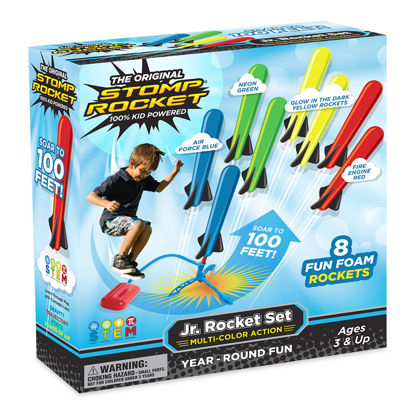 Picture of Stomp Rocket Jr Multi-Color Rocket Launcher for Kids, 8 Rockets - Fun Outdoor Kids Gifts for Boys & Girls - STEM Toy Foam Blaster Set Soars Up to 100 Feet - Ages 3 & Up