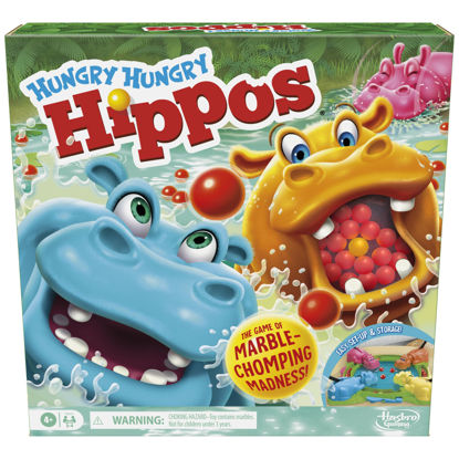 Picture of Hungry Hungry Hippos Game for Preschoolers | Instant Marble Relaunch, Easy Set-Up & Storage| Ages 4 and Up | 2 to 4 Players | Kids Games