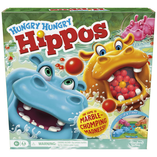 Picture of Hungry Hungry Hippos Game for Preschoolers | Instant Marble Relaunch, Easy Set-Up & Storage| Ages 4 and Up | 2 to 4 Players | Kids Games
