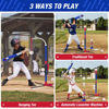 Picture of HYES 3-in-1 Baseball Set for Kids 3-5 - Tee Ball Stand, Hanging Tee, Ball Launcher and 6 Softballs - Adjustable Height, Indoor/Outdoor Sport Gifts for Boys, Blue