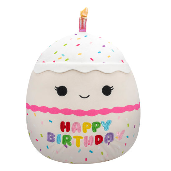 Picture of Squishmallows Original 14-Inch Lyla Vanilla Birthday Cake with Rainbow Sprinkles Embroidery - Official Jazwares Large Plush