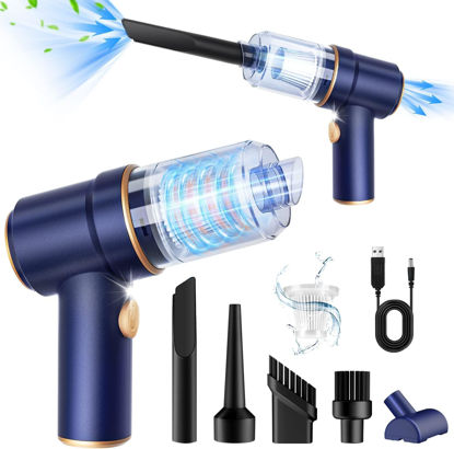 Picture of KMM Handheld Car Vacuum Cleaner, 9000Pa Vacuum Cleaner and Air Duster, 120W High Power Wet and Dry Handheld Car Vacuum Cleaner with LED Light and Multi-Nozzles for Car, Home, Office, Pet