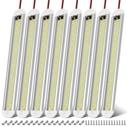 Picture of CT CAPETRONIX 12v LED Interior Light Bar, 120LEDs 1500LM 8W DC 12 Volt led Strip Lights with ON/Off Switch, for Enclosed Cargo Trailer, Car RV Van Truck Lorry Camper Boat Caravan Motorhome (8Pack)