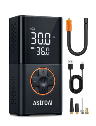 Picture of AstroAI L7 Tire Inflator Portable Air Compressor Cordless Bike Pump with Digital Dual Values Display, 150 PSI Car Tires Pump with LED Lights Air Pump for Cars, Motorcycles, Bikes, Balls