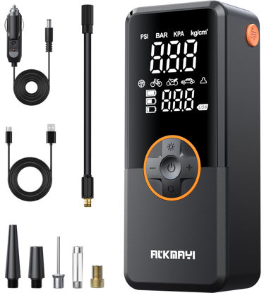 Picture of Tire Inflator Portable Air Compressor, 150PSI Bike Pump with Deflation Mode, Cordless Air Pump for Car Tires, Portable Tire Inflator for Car, Motorcycle, Bicycle, Balls, LED Light (BLACK)