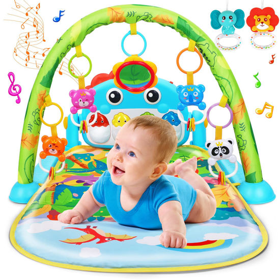 Picture of Baby Gym Play Mats Baby Toys Tummy Time Mat Toys Musical Activity Center for Newborn Infant Toys Piano Baby Play Mat Music & Light Newborn Infant Gifts for Baby Toys 0-3 6 9 12 Months, Dinosaur Style