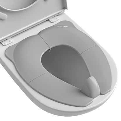 Picture of Travel Potty Seat for Toddler & Kid, Maliton Portable Potty Seat with Storage Bag, Foldable Potty for Toddler Travel, Non-Slip Potty Training Toilet Seat Cover with Splash Guard (Grey)