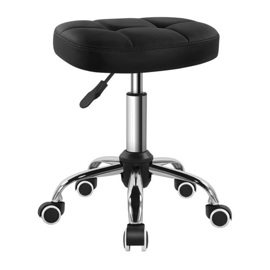 Picture of Black Minimalist Swivel Stool with Wheel Perfect for Work SPA Shop Massage Height-Adjustable and Cost-Effective Rolling Stool Chair with Square Seat