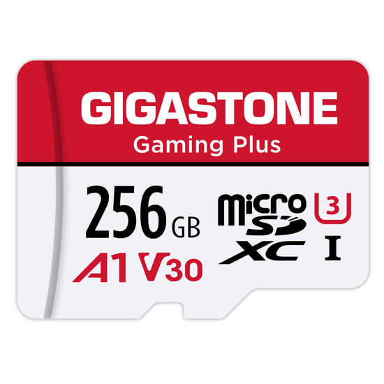 Picture of GIGASTONE 256GB Micro SD Card, Gaming Plus, MicroSDXC Memory Card for Nintendo, Wyze, GoPro, Dash Cam, Security Camera, 4K Video Recording, UHS-I A1 U3 V30 C10, up to 100MB/s, with Adapter