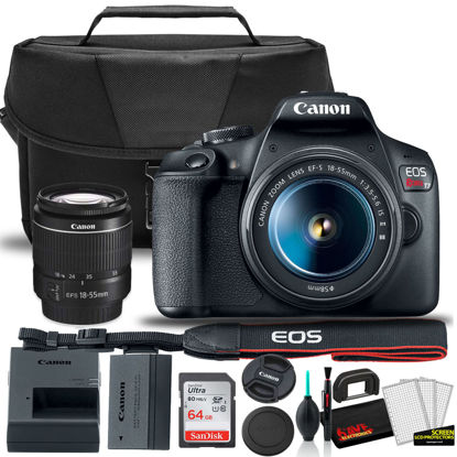 Picture of Canon EOS Rebel T7 DSLR Camera with 18-55mm Lens Starter Bundle + Includes: EOS Bag + Sandisk Ultra 64GB Card + Clean and Care Kit + More (Renewed)