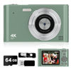 Picture of 2025 Digital Camera, Kids Camera1080P, Vlog Camera with 64GB Card,16X Zoom Anti Shake, Card Reader, 44MP Compact Portable Small Point Shoot Camera Green Gift for Kid Student Children Teen Girl Boy
