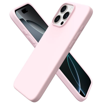 Picture of ORNARTO Compatible with iPhone 16 Pro Max Case 6.9", Slim Liquid Silicone 3 Layers Soft Gel Rubber Shockproof Protective Case with Anti-Scratch Microfiber Lining-Chalk Pink