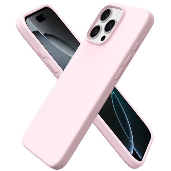 Picture of ORNARTO Compatible with iPhone 16 Pro Max Case 6.9", Slim Liquid Silicone 3 Layers Soft Gel Rubber Shockproof Protective Case with Anti-Scratch Microfiber Lining-Chalk Pink