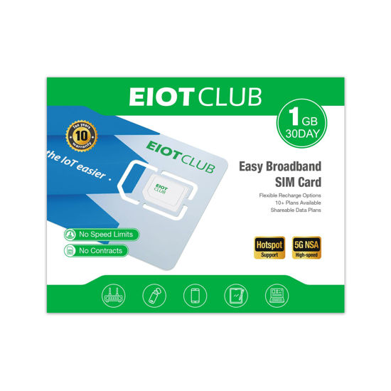 Picture of EIOTCLUB SIM Card Data Only- Ideal for Mobile WiFi Hotspot, Router, Portable Hotspot, USB Sticks Laptops Tablets, No Contract Required | 5G and 4G LTE Nationwide Network| USA Domestic 3 in 1 Simcard