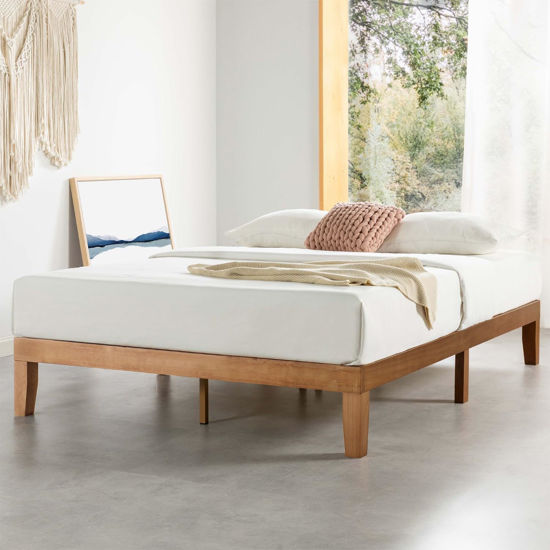 Picture of Mellow Naturalista Classic - 12 Inch Solid Wood Platform Bed with Wooden Slats, No Box Spring Needed, Easy Assembly, Queen, Pine