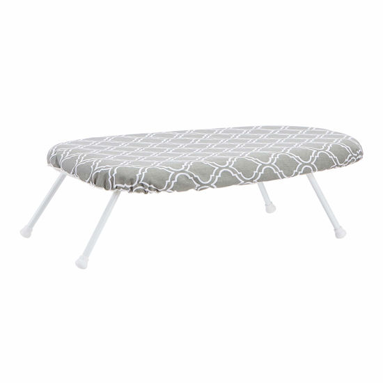 Picture of Amazon Basics Compact Tabletop Ironing Board with Folding Legs - Trellis Removable Cover, Chevron, 23.6"L x 7.1"W x 14.3"H