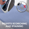 Picture of HOME GENIE Ironing Board Cover, Silicone Coating, Full Size Scorch Resistant Padding, Elastic Edge Heavy Duty Iron Pad Covers Standard Boards, Hook and Loop Fastener Strap Extra Thick, Blue 15" x 54"