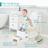 Picture of Forbena Toddler Step Stool for Bathroom Sink, 2 Step Stool for Kids Toilet Potty Training, Non-Slip Toddlers Baby Child Kid Plastic Poop Stools with Handle for Kitchen Counter Bed (White-Grey)