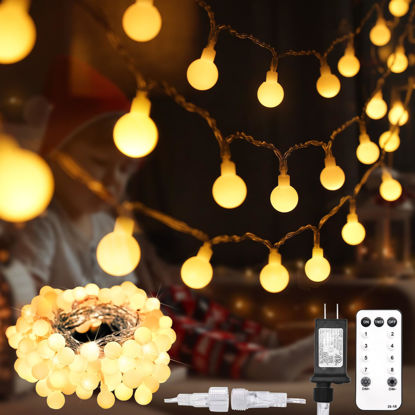 Picture of suddus String Lights for Bedroom, 33ft 100 Led Connectable Globe String Lights Indoor, Hanging Fairy Lights Plug in with Remote for Kids Room Dorm Classroom Outdoor Christmas Tree Decor, Warm White