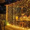 Picture of Dazzle Bright 300 LED Curtain String Lights, Christmas Fairy Lights for Bedroom with 8 Lighting Modes, Connectable Waterproof Window Lights Party Wedding Garden Wall Decor, Warm White