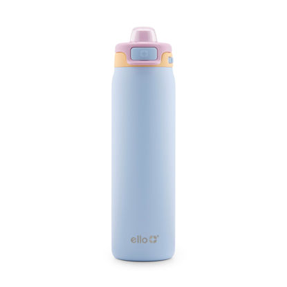 Picture of Ello Pop & Fill 22oz Stainless Steel Water Bottle with Quick Fill Technology, Double Walled and Vacuum Insulated Metal, Leak Proof Locking Lid, Sip and Chug, Reusable, BPA Free, Coastal Sunrise