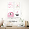 Picture of okaxscm Pink Coquette Trendy Preppy Wall Art Prints Set of 4, Coquette Room Decor, Preppy Room Decor Aesthetic, Pink Bow Disco 8 Ball Cherry Wall Decor Posters for Girls Bedroom Dorm, 8x10 Unframed