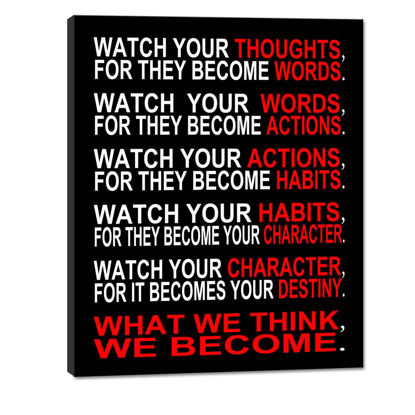 Picture of Pyradecor Watch Your Thoughts Motivational Classroom Poster Modern Canvas Prints Wall Art Paintings Ready to Hang for Office Living Room Home Decorations Stretched Pictures Artwork