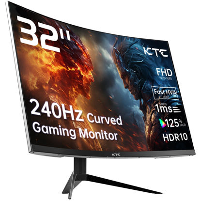Picture of KTC 32 inch 240Hz Curved Gaming Monitor 1500R 1080P 125% sRGB 1ms, Freesync/G-sync HDR10,HDMI/DP/USB Ports VESA,Tilt Adjustable,Xbox PS5 Switch,Black