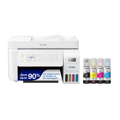 Picture of Epson EcoTank ET-4800 Wireless All-in-One Cartridge-Free Supertank Printer with Scanner, Copier, Fax, ADF and Ethernet - Ideal-for Your Home Office, White
