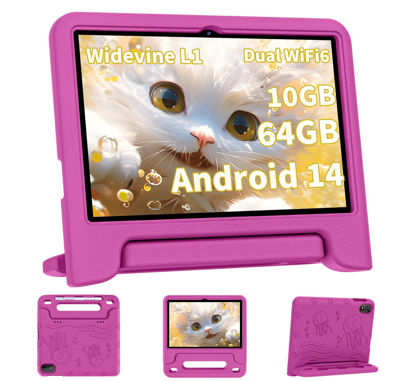 Picture of 2025 Upgraded Android 14 Tablet, 10inch Kids Tablet , Octa-core CPU, 10GB+64GB+1TB Expand Tablets for Kids with Kids Space, Parental Control, 6000mAh Big Battery, HD Touchscreen Display Tableta