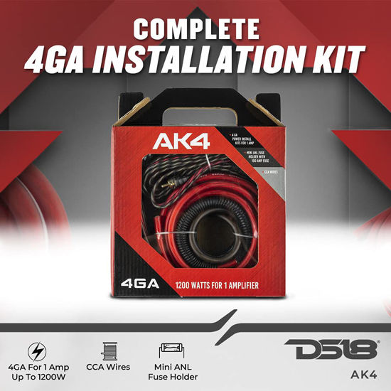 GetUSCart- DS18 AK4 Complete 4 Gauge CCA Amplifier Installation Wiring ...