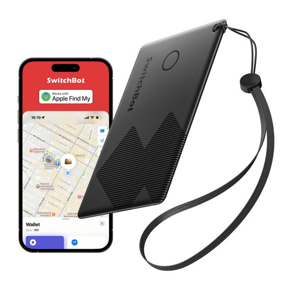 Picture of SwitchBot Wallet Tracker Card, 𝗪𝗼𝗿𝗸𝘀 𝘄𝗶𝘁𝗵 𝗔𝗽𝗽𝗹𝗲 𝗙𝗶𝗻𝗱 𝗠𝘆 (iOS Only, Not Support Android), Find My Wallet Card, Phone Finder, Key Finder, Up to 3-Year Battery Life, IP 67 Waterproof
