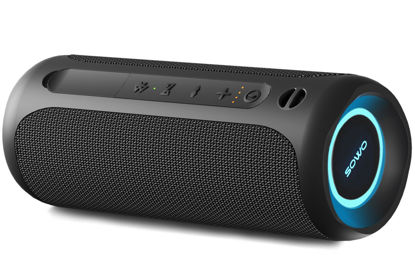 Picture of Wireless Portable Speaker,IPX7 Waterproof Bluetooth Speaker, 25W Loud Stereo Sound, Bassboom Technology, TWS Pairing, Built-in Mic, 16H Playtime with Lights for Home Outdoor - Black