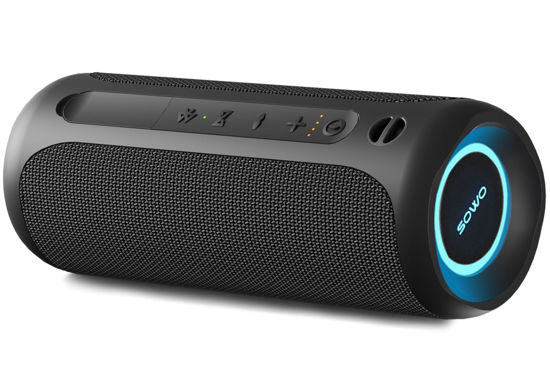 Picture of Wireless Portable Speaker,IPX7 Waterproof Bluetooth Speaker, 25W Loud Stereo Sound, Bassboom Technology, TWS Pairing, Built-in Mic, 16H Playtime with Lights for Home Outdoor - Black