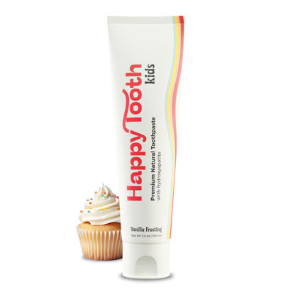 Picture of Happy Tooth Natural Hydroxyapatite Toothpaste, Fluoride Free, SLS Free, Whitening for Sensitive Teeth, Natural Ingredients, Dentist Formulated & Recommended, Adults & Kids, Vanilla Frosting 3.4 Fl Oz