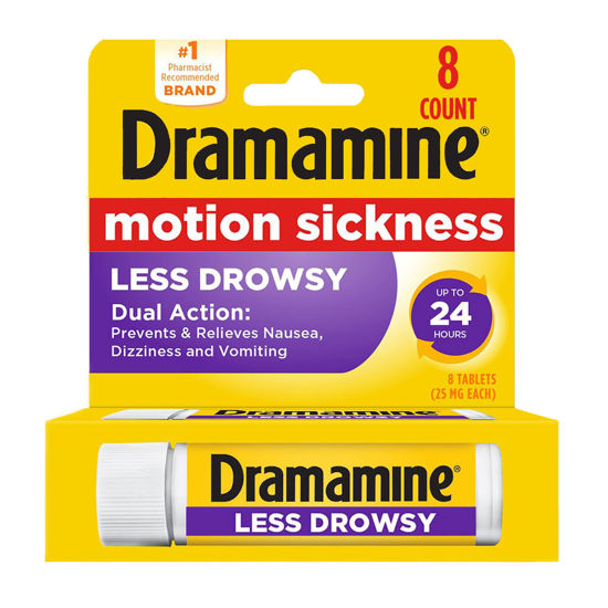Picture of Dramamine Motion Sickness Relief Less Drowsey Formula, 8 Count (Pack of 1)