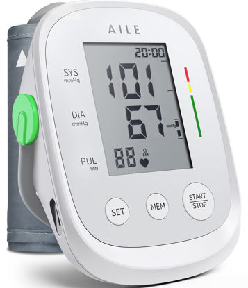 Picture of Blood Pressure Monitor,AILE blood pressure machine Upper Arm Large Cuff(8.7"-16.5"Adjustable),automatic high blood pressure cuff for home use,(BP)blood pressure monitor,2*99 memory,Easy to use/travel