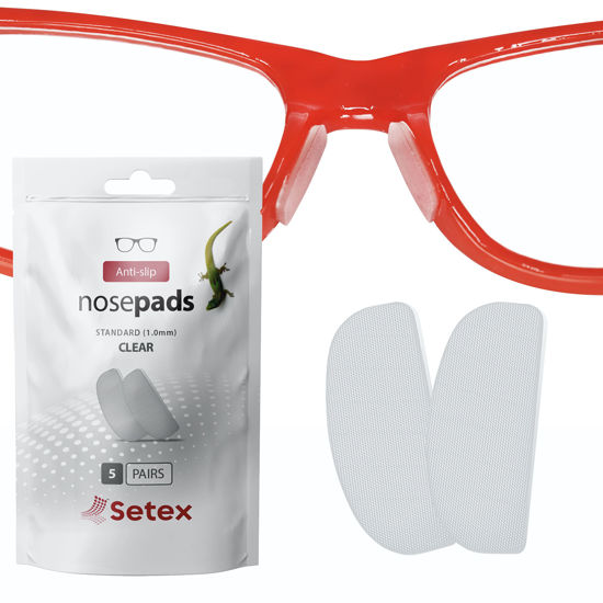 Picture of Setex Gecko Grip 1mm Anti Slip Eyeglass Nose Pads, (5 Clear Pair) USA Made, 2500 Innovative Microstructured Fibers per Nose Pad, 1mm x 7mm x 16mm