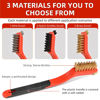 Picture of IEGREMAR 3pcs Wire Brushes for Cleaning Rust, Upgrade Wire Brush Set - Brass/Stainless Steel/Nylon Bristles, Small Metal Wire Brush with Curved Handle Grip, Wire Brushes for Paint and Stain, 7 Inches