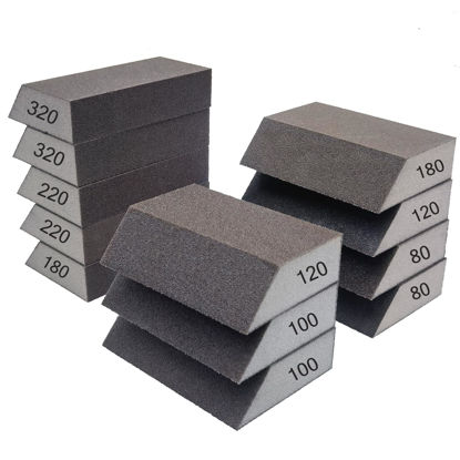 Picture of SACKORANGE 12 Pack Single Sanding Sponge Set - 80/100/120/180/220/320 Grit Sanding Blocks Assortment, Washable and Reusable