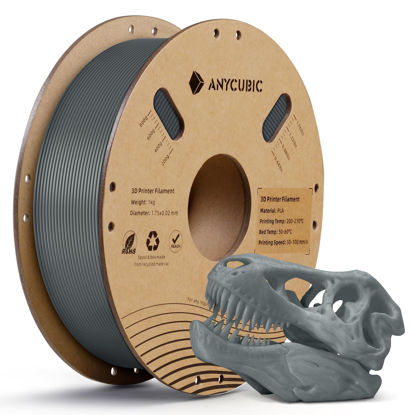 Picture of ANYCUBIC PLA 3D Printer Filament, RFID 3D Printing PLA Filament 1.75mm Dimensional Accuracy +/- 0.02mm, 1KG Spool (2.2 lbs), Texture Grey