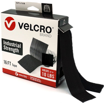 Picture of VELCRO Brand Heavy Duty Tape | 16 Foot Roll | Strong Sticky Back Adhesive Holds up to 10 lbs | Industrial Strength Fasteners for Indoor or Outdoor Use | 1-1/2in Width, Black (VEL-30838-USA)