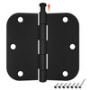 Picture of 3 Pack Rounded Matte Black Door Hinges 3.5 x 3.5 inch with 5/8 Radius, Black 3 1/2 Interior Door Hinges, 3 ½"x 3 ½" Hardware